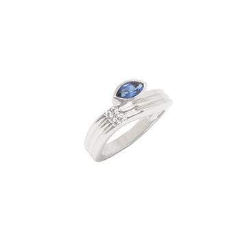 Imagen de Anillo Hoja con Zafiro Azul Navette