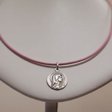 Imagen de Collar Cuero rosa y plata