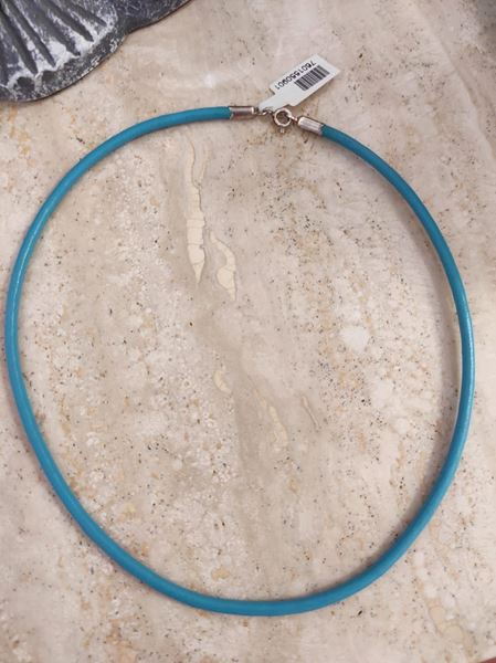 Imagen de Collar cuero turquesa y plata